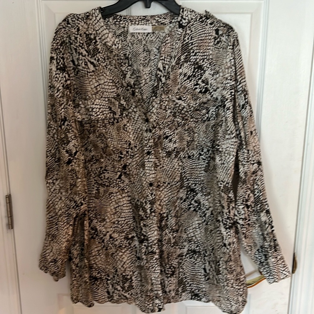 Calvin Klein blouse size xl leopard print long sleeve